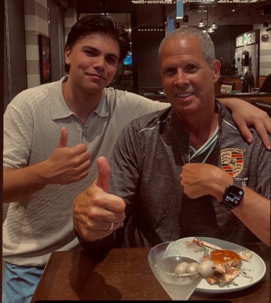 Charlie Hough at dinner with family.