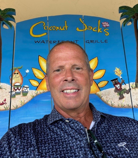 Charlie Hough at a waterfront grill.